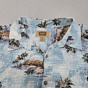 The Foundry Supply Co Mens XLT Hawaiian Shirt Palm Tree Island Print Huckleberry